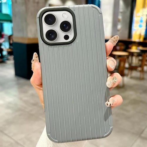 Funda MagSafe de cobertura total para iPhone 13 Pro Max con diseño inspirado en equipaje (gris)