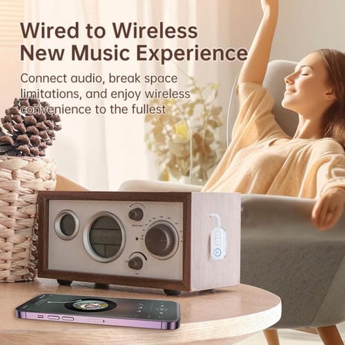 Adaptador de audio inalámbrico BT-13 2 en 1 para coche, receptor y transmisor de audio de 3,5 mm (blanco)