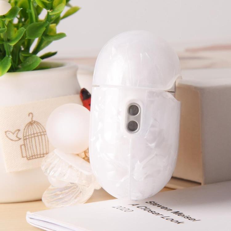 Estuche para AirPods Pro 2 con textura de perla y hebilla colgante (blanco)