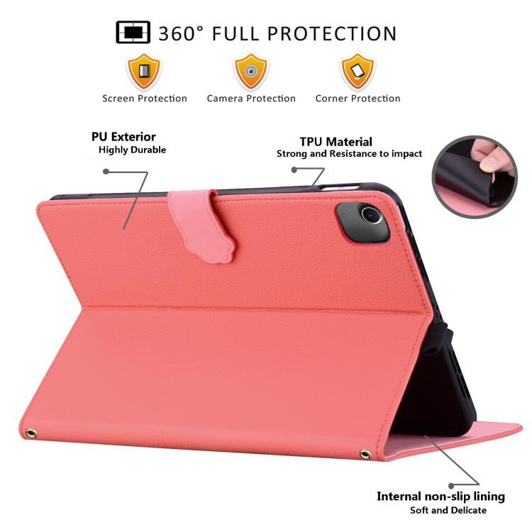 Funda inteligente de piel de lichi con tacto de gato para iPad Air 13 (2025/2024) (rojo sandía)