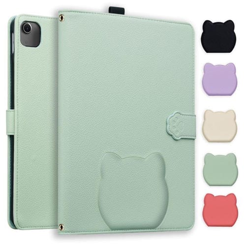 Funda inteligente de piel de lichi con tacto de gato para iPad Air 13 (2025/2024) (verde)