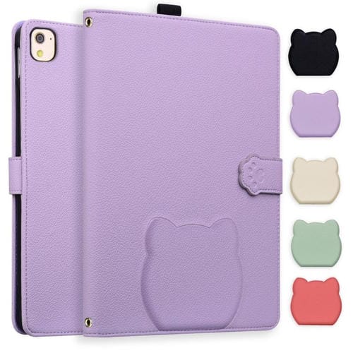 Funda inteligente de piel de lichi con tacto de gato para iPad 10.2 2021 / Air 10.5 (morada)