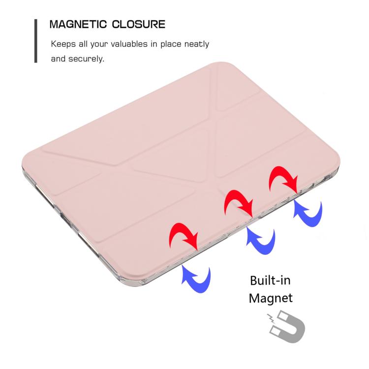 Funda de cuero inteligente con tapa trasera tipo billetera y deformación para iPad 2025/2022 (rosa)