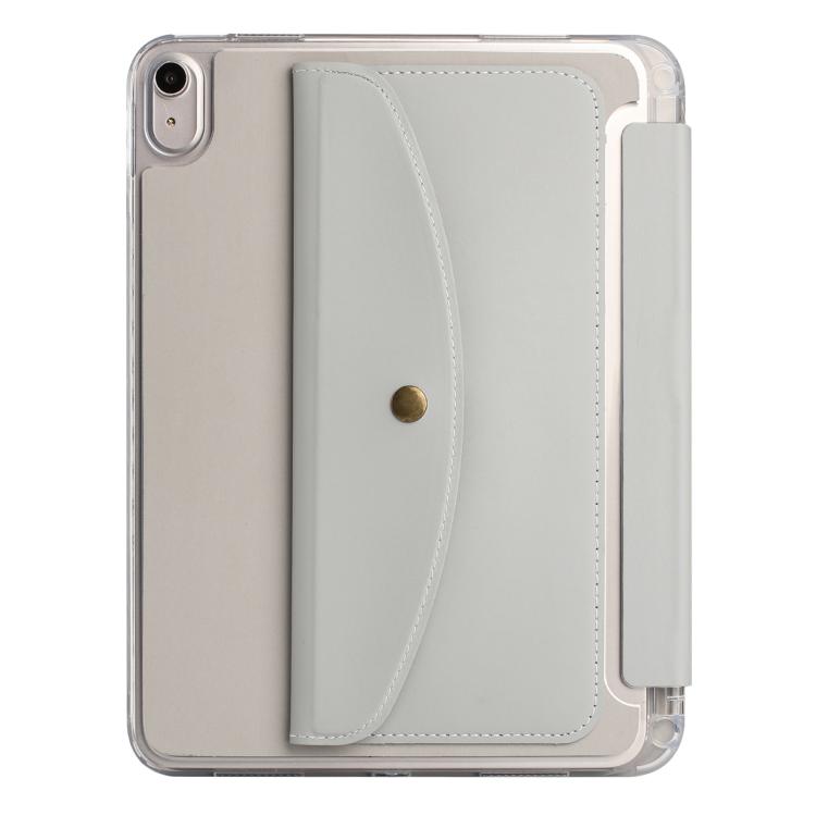 Funda de cuero inteligente con tapa trasera tipo billetera y deformación para iPad 2025/2022 (gris)