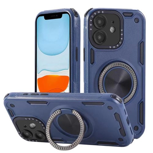 Funda magnética con rotación de 360 grados y mecanismo de tres núcleos para iPhone 11 (azul real)