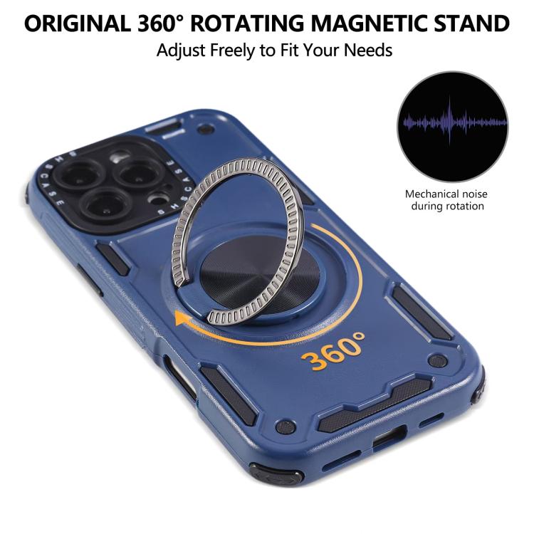 Funda magnética de tres núcleos con rotación de 360 grados para iPhone 15 (azul real)