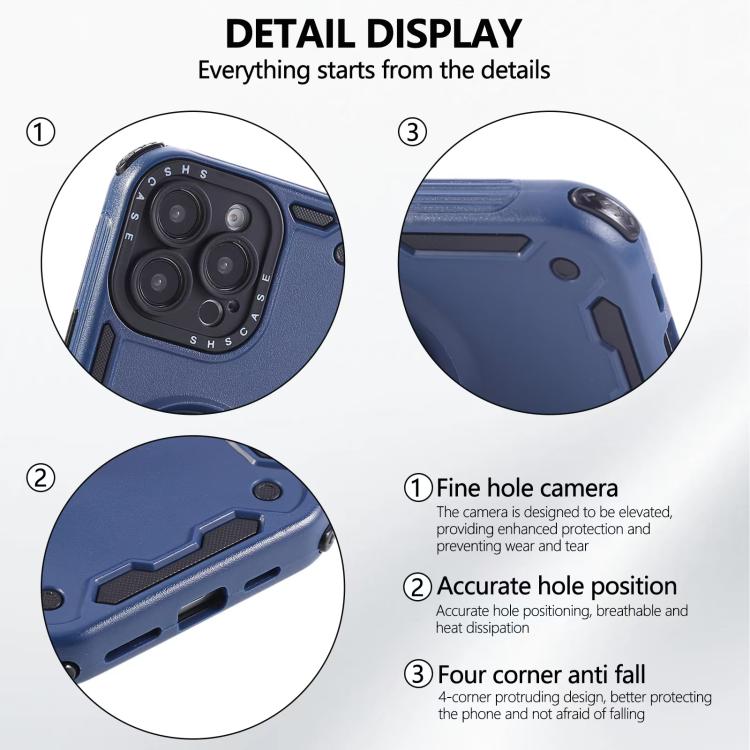 Funda magnética de tres núcleos con rotación de 360 grados para iPhone 15 (azul real)