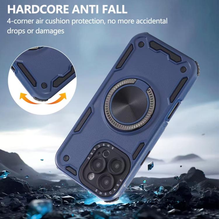 Funda magnética de tres núcleos con rotación de 360 grados para iPhone 15 (azul real)
