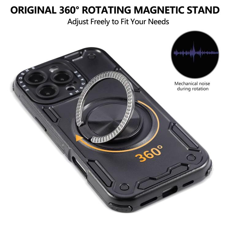 Funda magnética con rotación de 360 grados y mecanismo de tres núcleos para iPhone 15 Pro Max (negra)