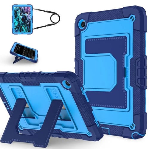 Funda de silicona hidrófuga para Samsung Galaxy Tab S10 FE/S9 con correa para el hombro (azul marino)