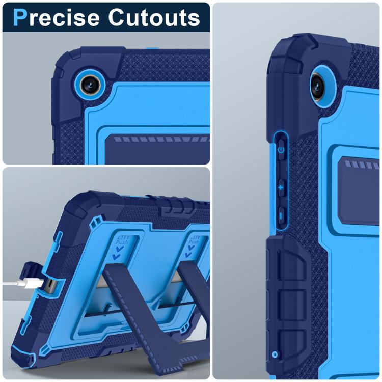 Funda de silicona hidrófuga para Samsung Galaxy Tab S10 FE/S9 con correa para el hombro (azul marino)