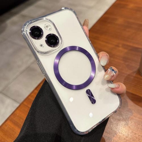 Funda de acrílico transparente MagSafe para iPhone 15 (morada)
