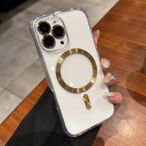 Funda de acrílico transparente MagSafe para iPhone 16 Pro Max (dorada)