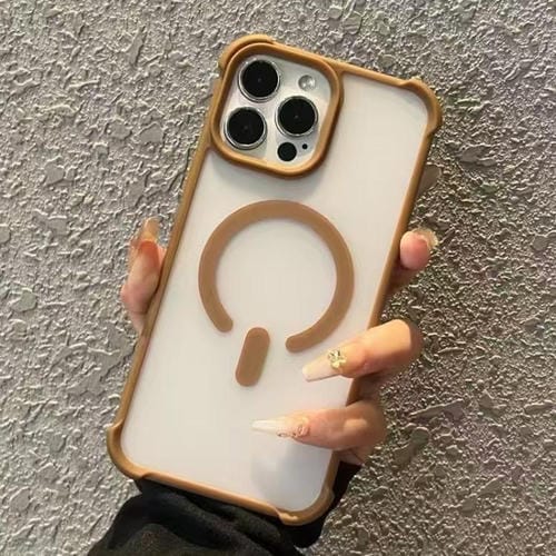 Funda MagSafe semitransparente con tacto esmerilado para iPhone 12 Pro Max (marrón)