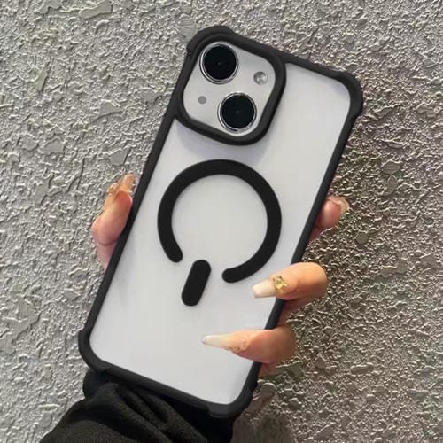 Funda MagSafe semitransparente con acabado mate para iPhone 15 Plus (negra)