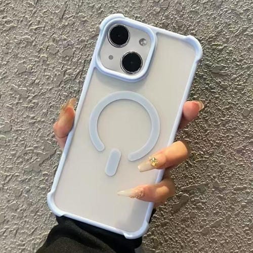 Funda MagSafe semitransparente con tacto esmerilado para iPhone 15 Plus (azul)