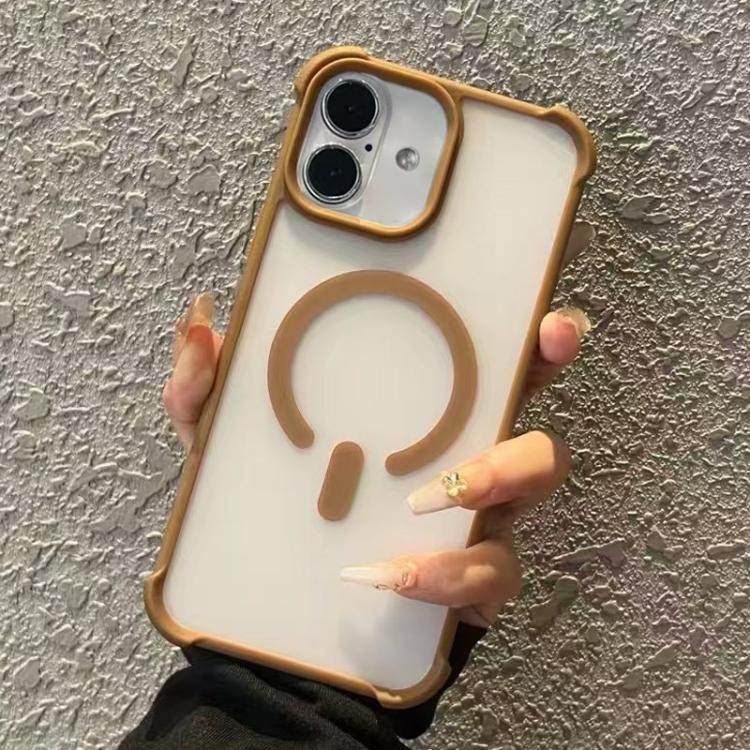 Funda MagSafe semitransparente con tacto esmerilado para iPhone 16 Plus (marrón)