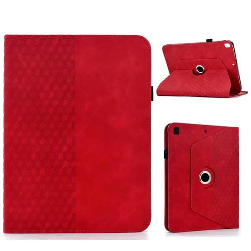 Funda de cuero inteligente con relieve romboidal para iPad 10.2 2021 / Air 10.5 (roja)
