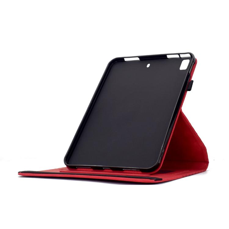 Funda de cuero inteligente con relieve romboidal para iPad 10.2 2021 / Air 10.5 (roja)
