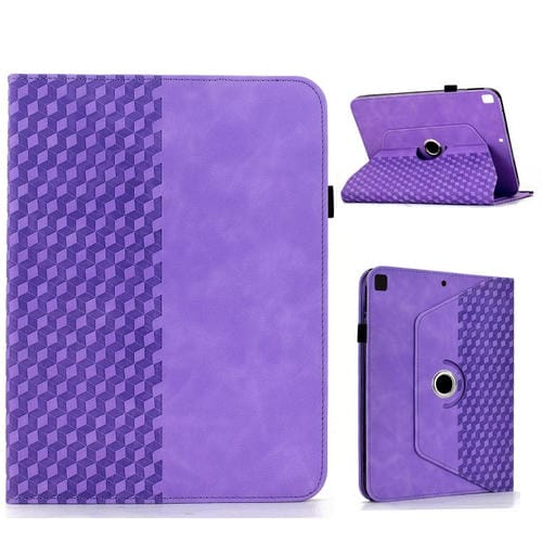 Funda de cuero inteligente con relieve romboidal para iPad 10.2 2021 / Air 10.5 (morada)