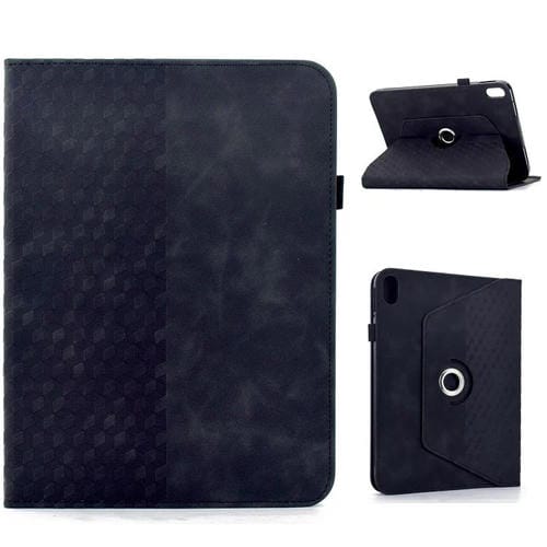 Funda de cuero inteligente con relieve de rombos giratoria para iPad mini 2024/mini 6 (negra)
