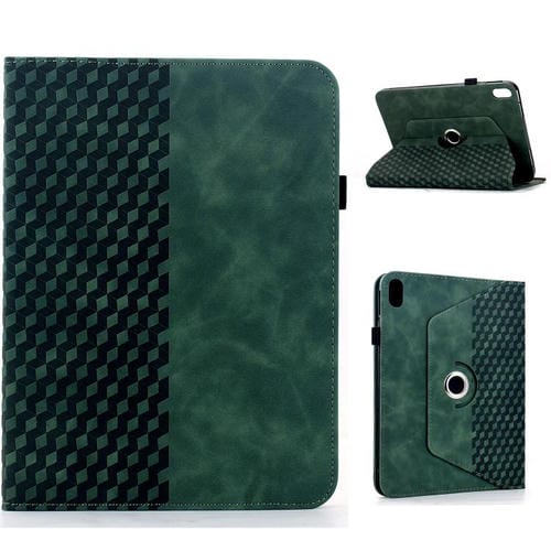Funda de cuero inteligente con relieve de rombos giratorio para iPad mini 2024/mini 6 (verde)