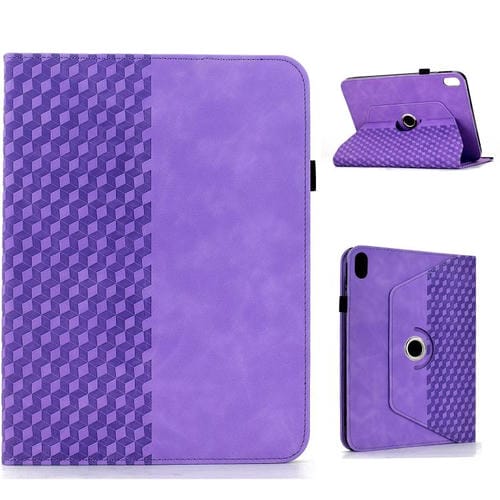 Funda de cuero inteligente con relieve de rombos y rotación para iPad mini 2024/mini 6 (morada)