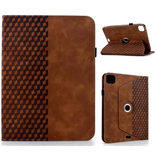 Funda de cuero inteligente con relieve rombo giratorio para iPad Air 11 (2024/2025) (marrón)
