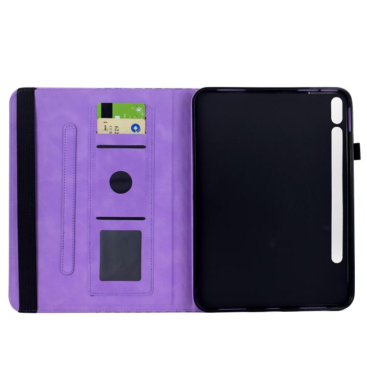 Funda de cuero inteligente con relieve de rombos giratoria para Samsung Galaxy Tab S10 FE/S9 (morada)