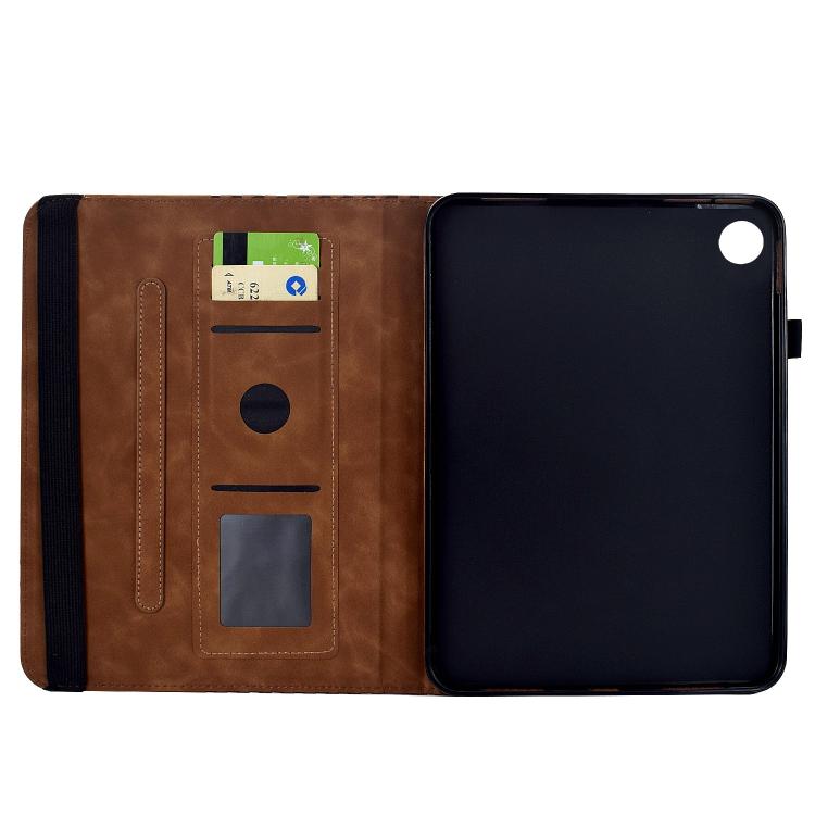 Funda de cuero inteligente con relieve de rombos y rotación para Samsung Galaxy Tab A9+ (marrón)