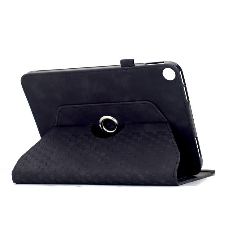 Funda de cuero inteligente con relieve de rombos y rotación para Samsung Galaxy Tab A9+ (negra)