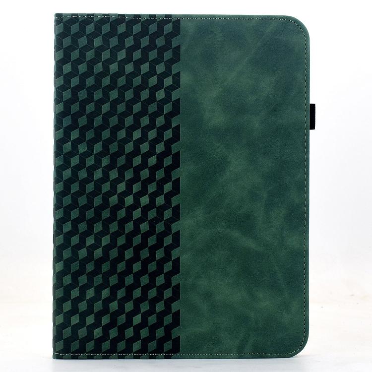 Funda de cuero inteligente con relieve de rombos giratoria para Samsung Galaxy Tab A9+ (verde)