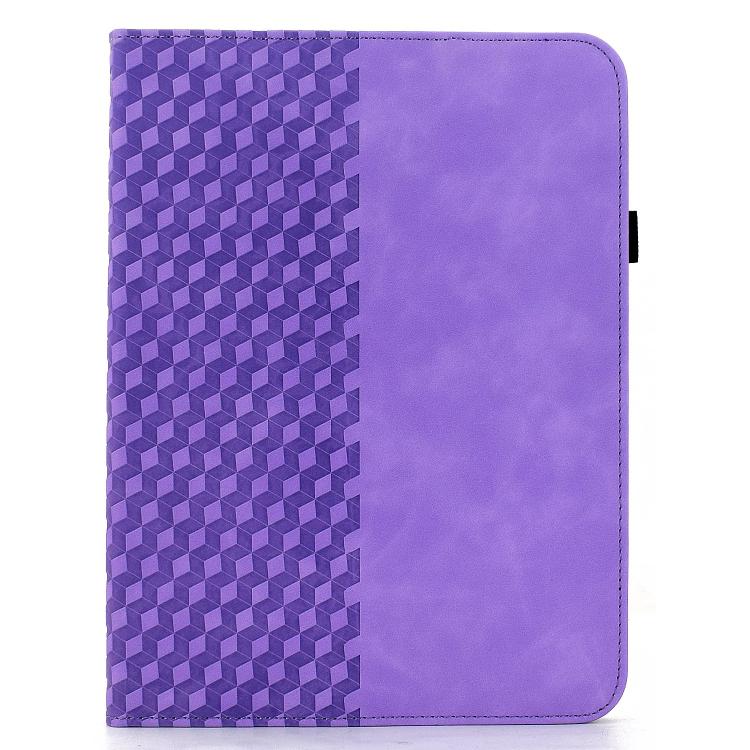 Funda de cuero inteligente con relieve de rombos y rotación para Samsung Galaxy Tab A9+ (morado)