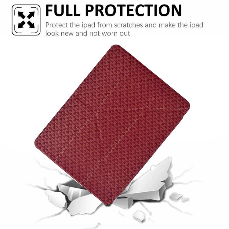 Funda de cuero inteligente con textura piramidal plegable en Y para iPad mini 2024/mini 6 (roja)