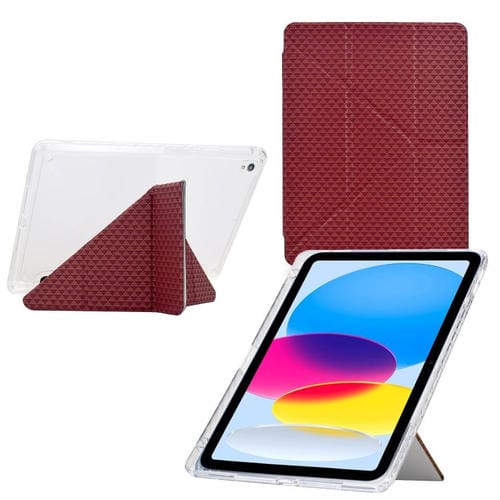 Funda de cuero inteligente con textura piramidal plegable en Y para iPad 10.2 2021 / Air 10.5 (roja)