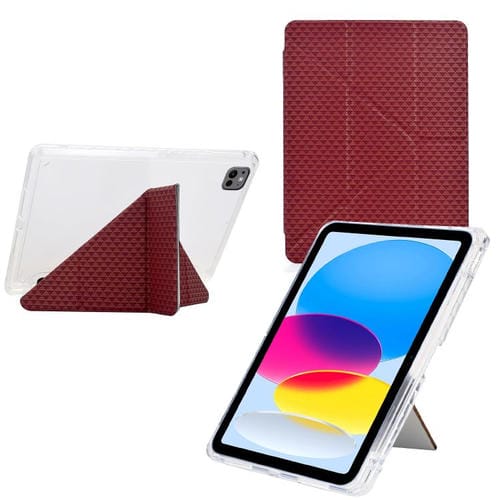 Funda de cuero inteligente con textura piramidal plegable en Y para iPad Air 13 (2024/2025) y Pro 12.9 (roja)