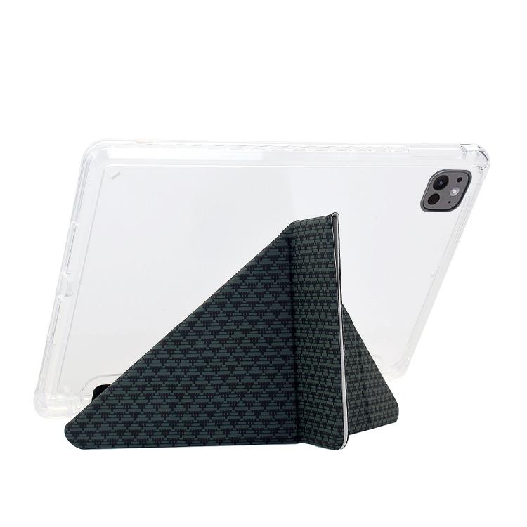 Funda de cuero inteligente con textura piramidal plegable en Y para iPad Air 13 (2024/2025) y Pro 12.9 (verde)