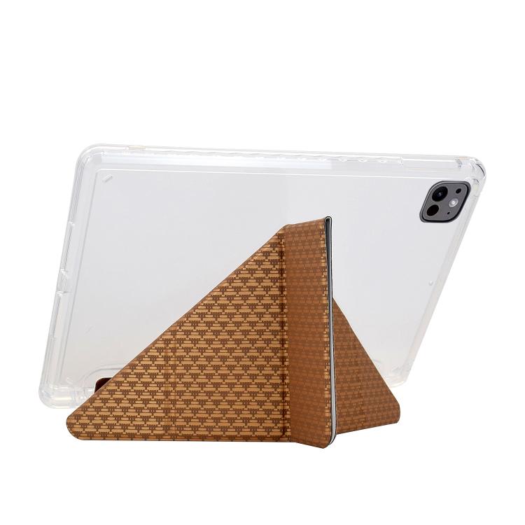 Funda de cuero inteligente con textura piramidal y pliegue en Y para iPad Pro 13 (2024) (dorada)
