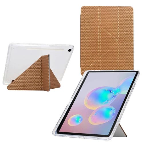 Funda de cuero inteligente con textura piramidal plegable en Y para Samsung Galaxy Tab S10 FE/S9 (dorada)
