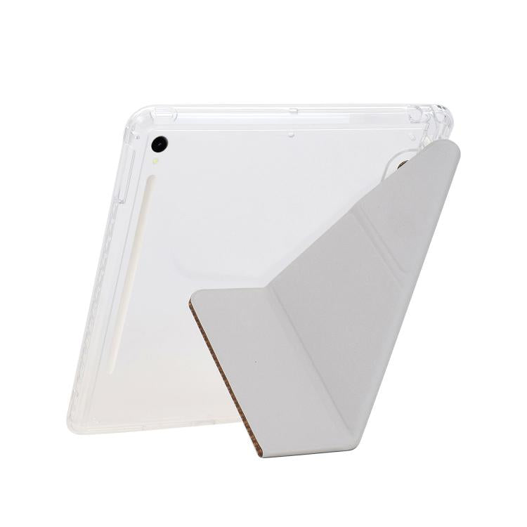Funda de cuero inteligente con textura piramidal plegable en Y para Samsung Galaxy Tab S10 FE/S9 (roja)
