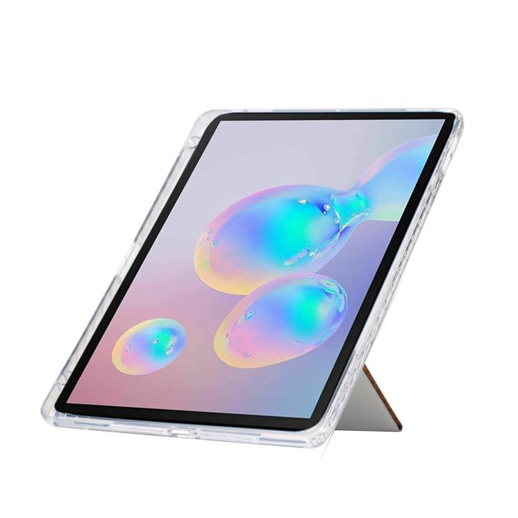Funda de cuero inteligente con textura piramidal plegable en Y para Samsung Galaxy Tab A9+ (marrón)