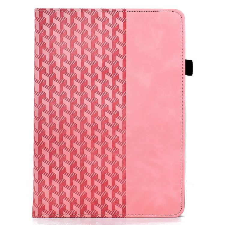 Funda de cuero inteligente con diseño de bloques de construcción giratorios y relieve para Samsung Galaxy Tab S10 FE/S9 (rosa)