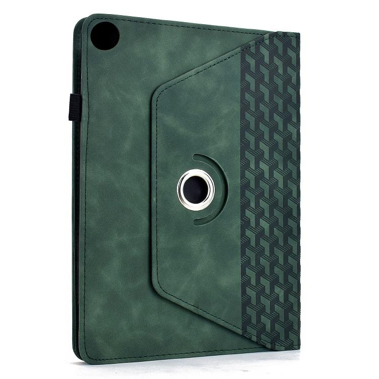 Funda de cuero inteligente con relieve y bloques de construcción giratorios para Samsung Galaxy Tab A9+ (verde)