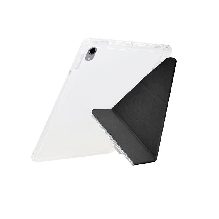 Funda de cuero inteligente con purpurina acrílica transparente plegable en Y para iPad mini 2024/mini 6 (negro)