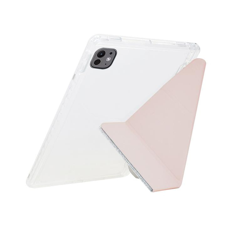 Funda plegable en Y de acrílico transparente con purpurina para iPad Air 13 (2024/2025/Pro 12.9) (oro rosa)