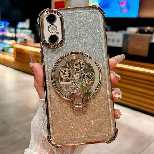 Funda con peonza con purpurina degradada para iPhone XS Max (dorado desierto)