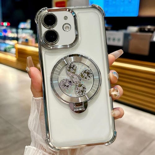 Funda para iPhone 11 con soporte giratorio (plateada)