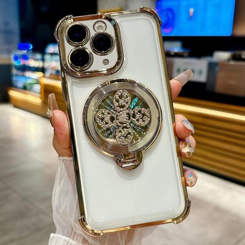 Funda con soporte giratorio para iPhone 11 Pro (dorada)