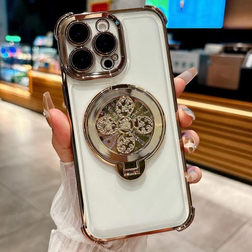 Funda con soporte giratorio para iPhone 14 Pro (dorado desierto)