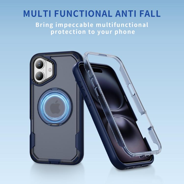 Funda protectora MagSafe para iPhone 16 Plus (azul + azul transparente)
